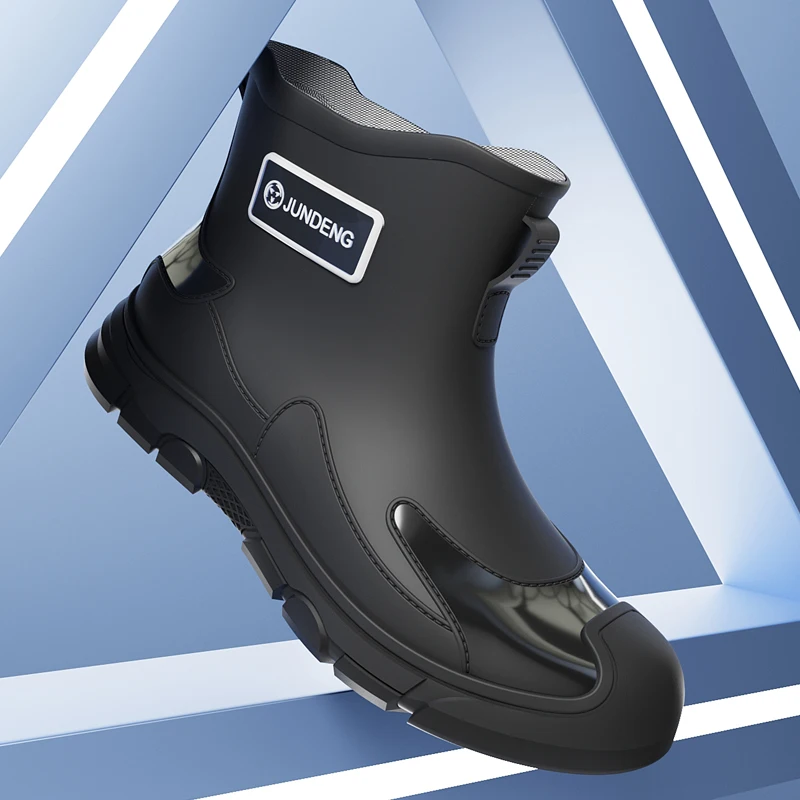 

Мужские модные зимние резиновые сапоги без шнуровки, силиконовые противоскользящие ботинки на плоской подошве, уличные водонепроницаемые кухонные ботинки, уличная одежда