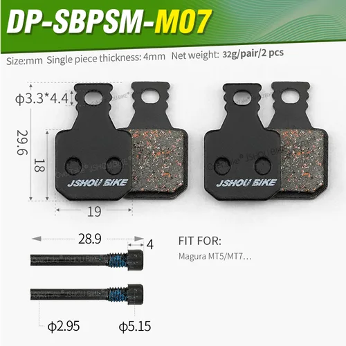 Imagen 2 del producto JSHOUBIKE Pastillas de freno de disco Resina semimetálica/Metal sinterizado/Cobre totalmente metálico para modelos MAGURA MT5 y MT7 Accesorios para bicicletas MTB