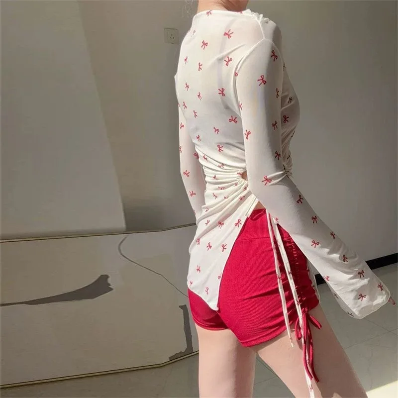 Minsu 2025 New Swimsuit for Women Sexy Pure Desire Hot Girl Temperament Long Sleeve Halter Cover-Up Bikini Two-Piece Swimsuit fo