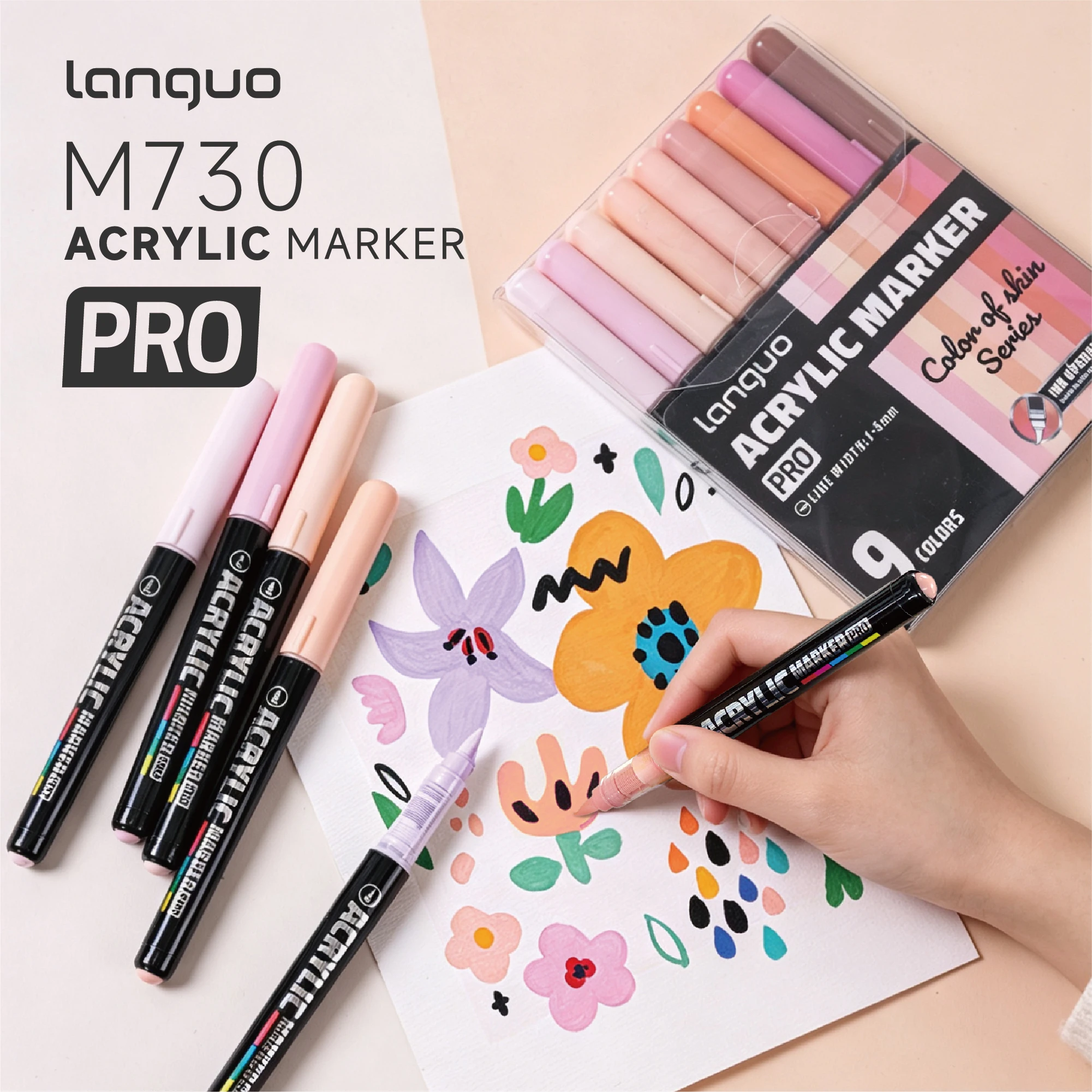 

Набор акриловых маркеров LANGUO 9/27 цветов с гибким наконечником-кистью для рисования, граффити, рукоделия и школьных занятий