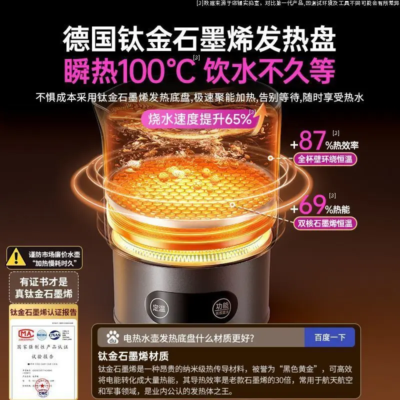 [German Brand] Portable Kettle Household Folding Kettle Travel Stainless Steel Small Electric Thermal Insulation Constant