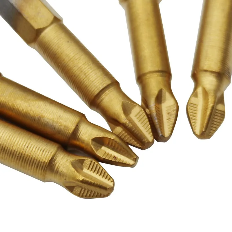 5 ~ 10pc 1/4 "punte per cacciavite elettrico antiscivolo con gambo esagonale punte per cacciavite rivestite in titanio punta per cacciavite elettrico magnetico PH2