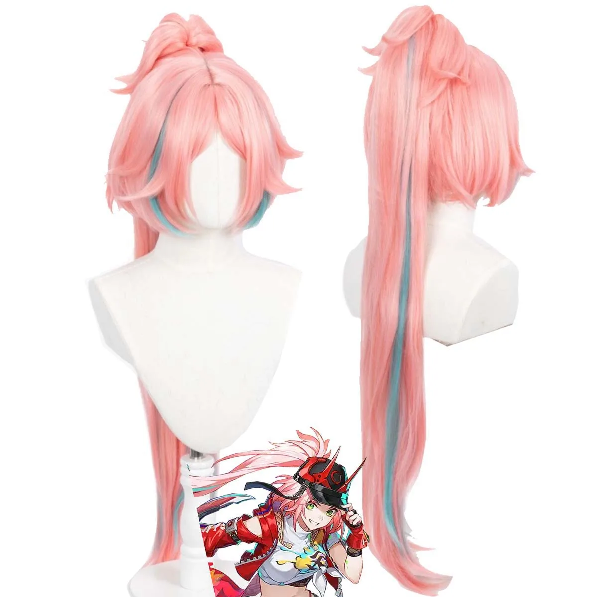 

Halloween Rappa Game Honkai: Star Rail Cosplay Long Pink Wig