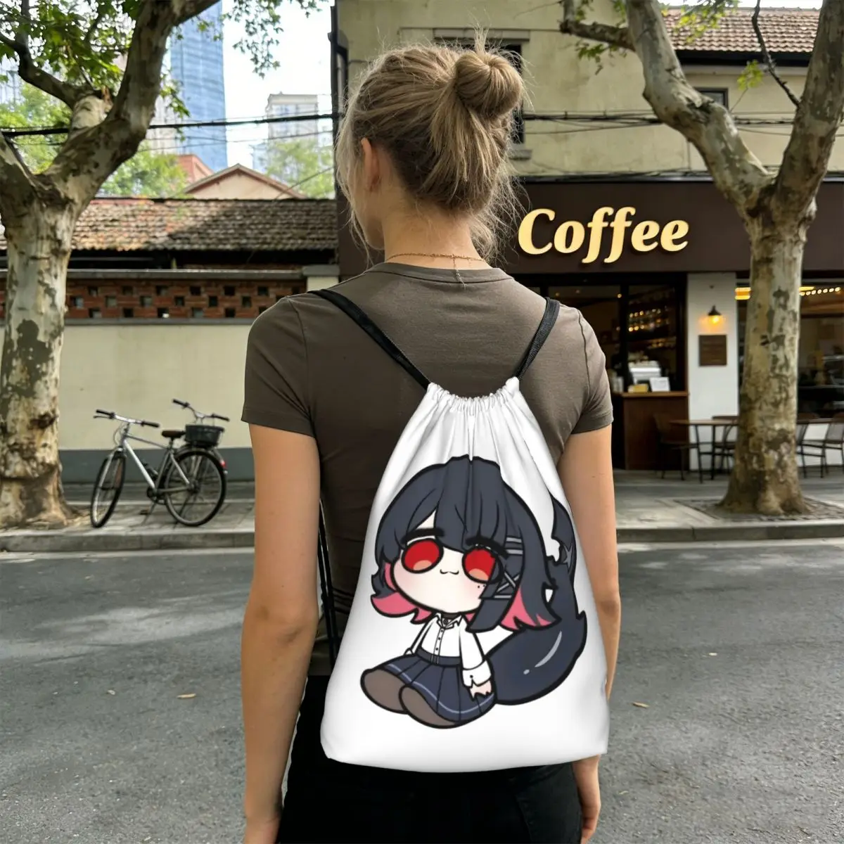 

Anime Zenless Zone Zero Chibi Ellen Joe Backpacks Portable Drawstring Bundle Pocket Sports Bag Book Bags for Travel School