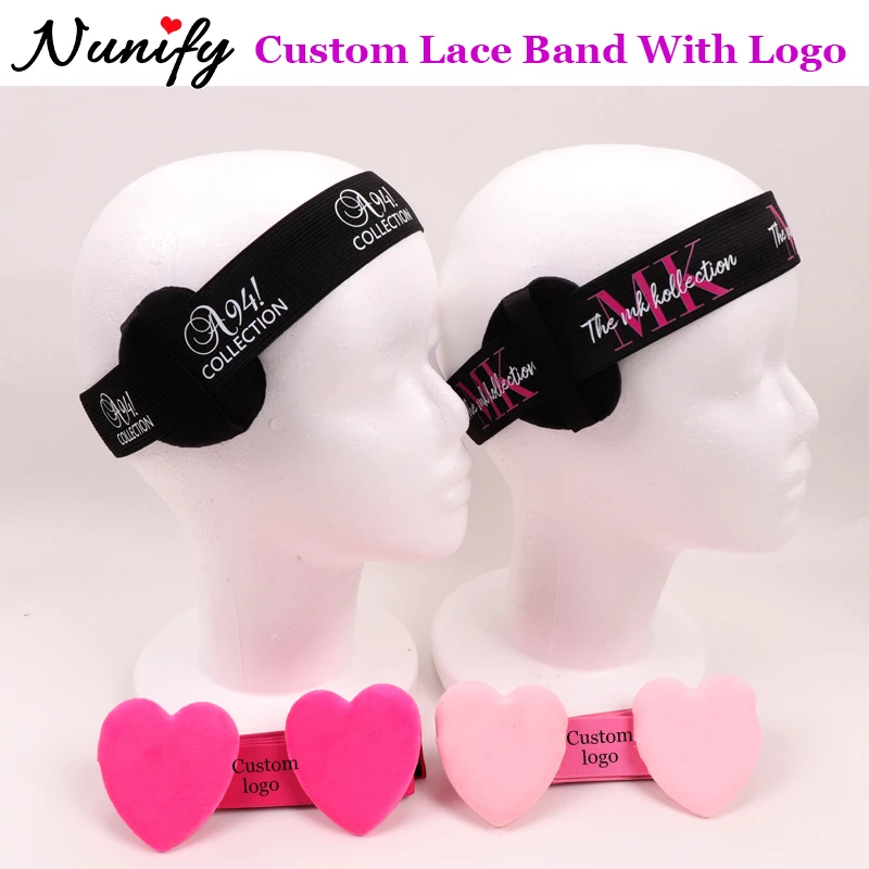 Custom Logo For Adjustable Elastic Band For Edge Control 10Pcs Melt Band With Ear Covers Printed Logo Lace Band With Ear Puff