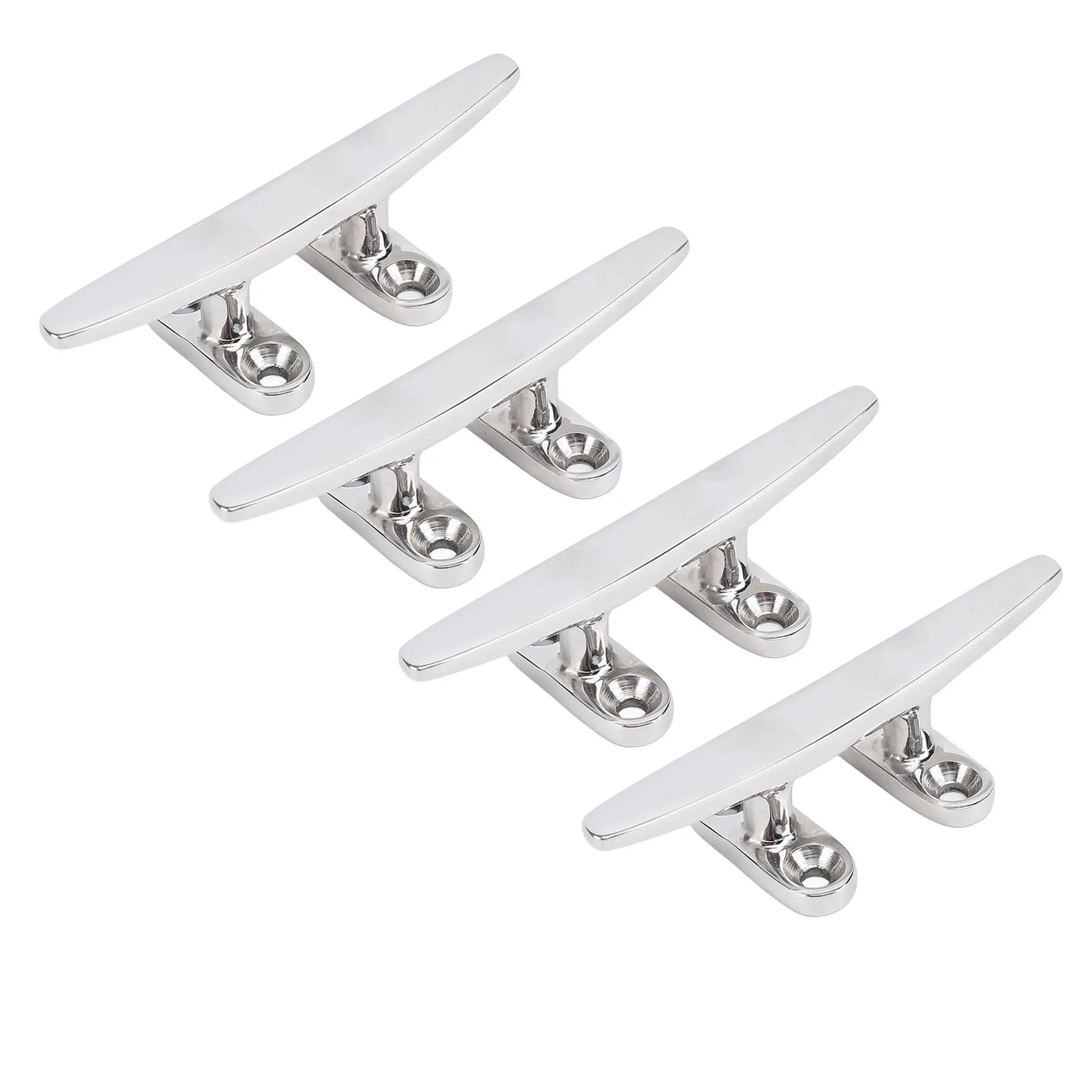 4pcs 4in Boat Tie Down Cleat 316 Stainless Steel Polished OEM Deck Rope for Speedboat Yacht Marine Part view 2