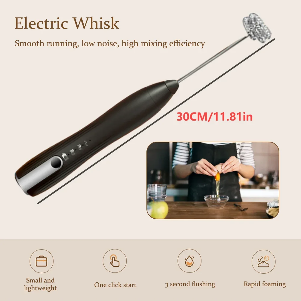 전기 계란 비터 TYPE-C/믹싱 헤드가 있는 1500mAh 미니 폼 믹서 라떼/카푸치노/핫 초콜릿용 USB 충전식 무선