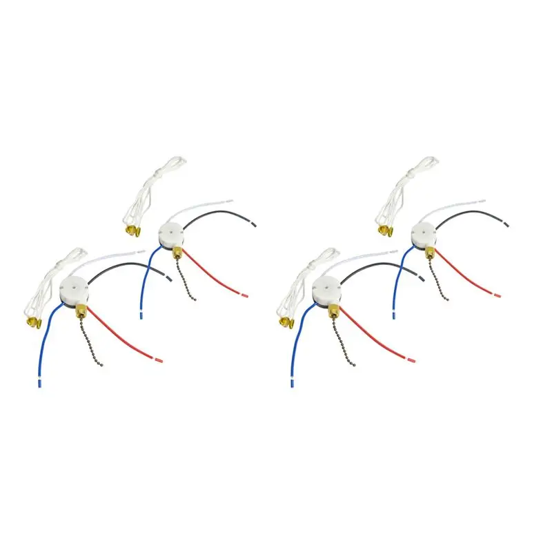 LICE-4X Ceiling Fan Pull Switch,ZE-208S E89885 3 Speed 4 Wire Fan Switch Pull Chain Cord Switch Fan Lights Switch Replacement