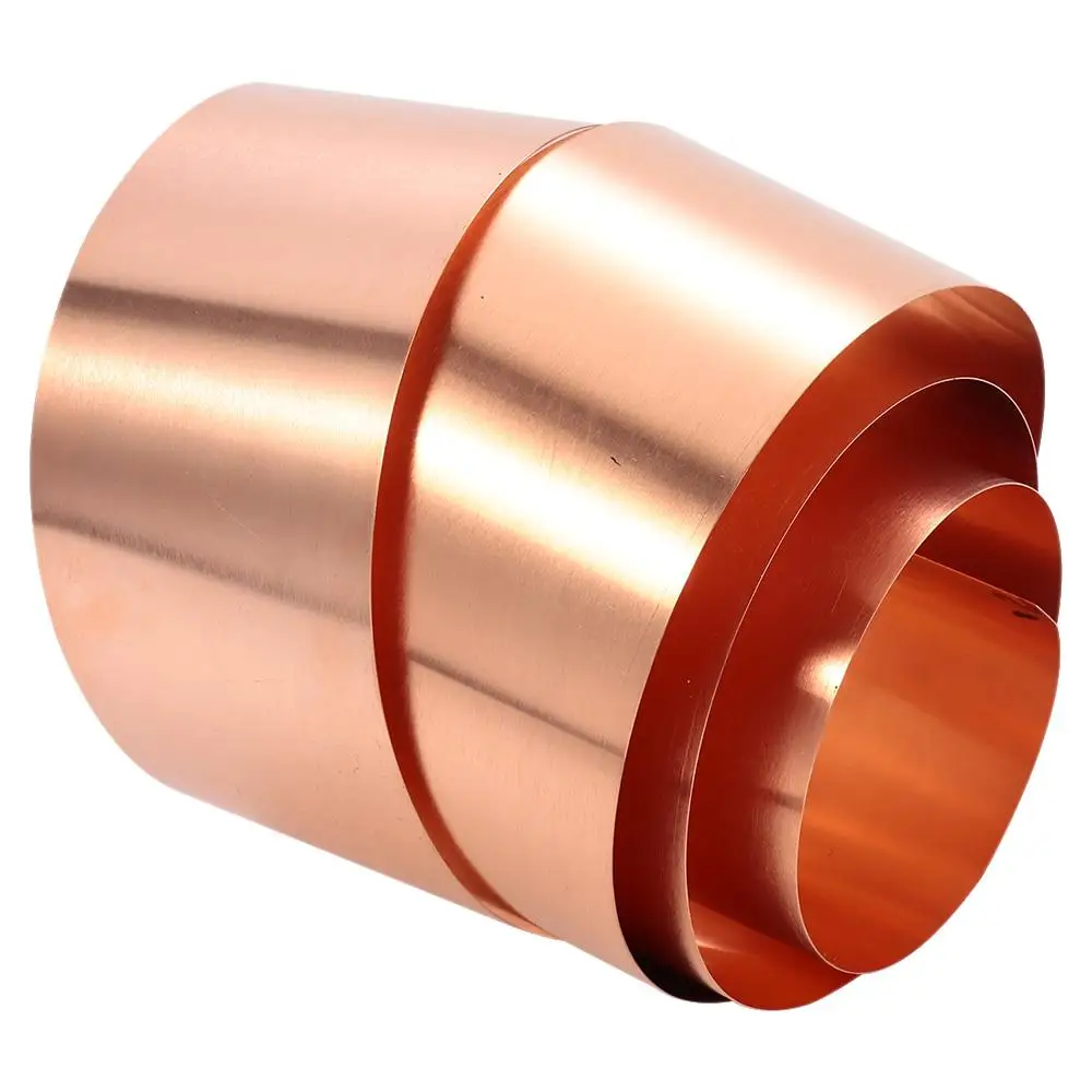 Copper Thin Foil Roll Sheet, 0.1x50x1000mm Pure Copper Foil Sheet Roll Copper Strip for Crafts, Electrical Repairs, Grounding