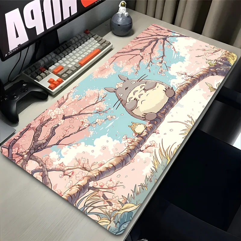 

Mouse Pad Office Laptop Pink Sakura Kawaii Mousepad PC Japan Anime T-totoros Extended Desk Mat Gaming Accessories Keyboard Pad