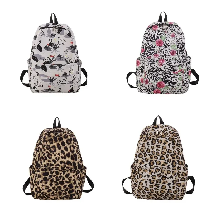 Trendy Girls Backpack Leopard Print Female College Student Backpack Middle School Student Bag Laptop Computer Bag Mochila