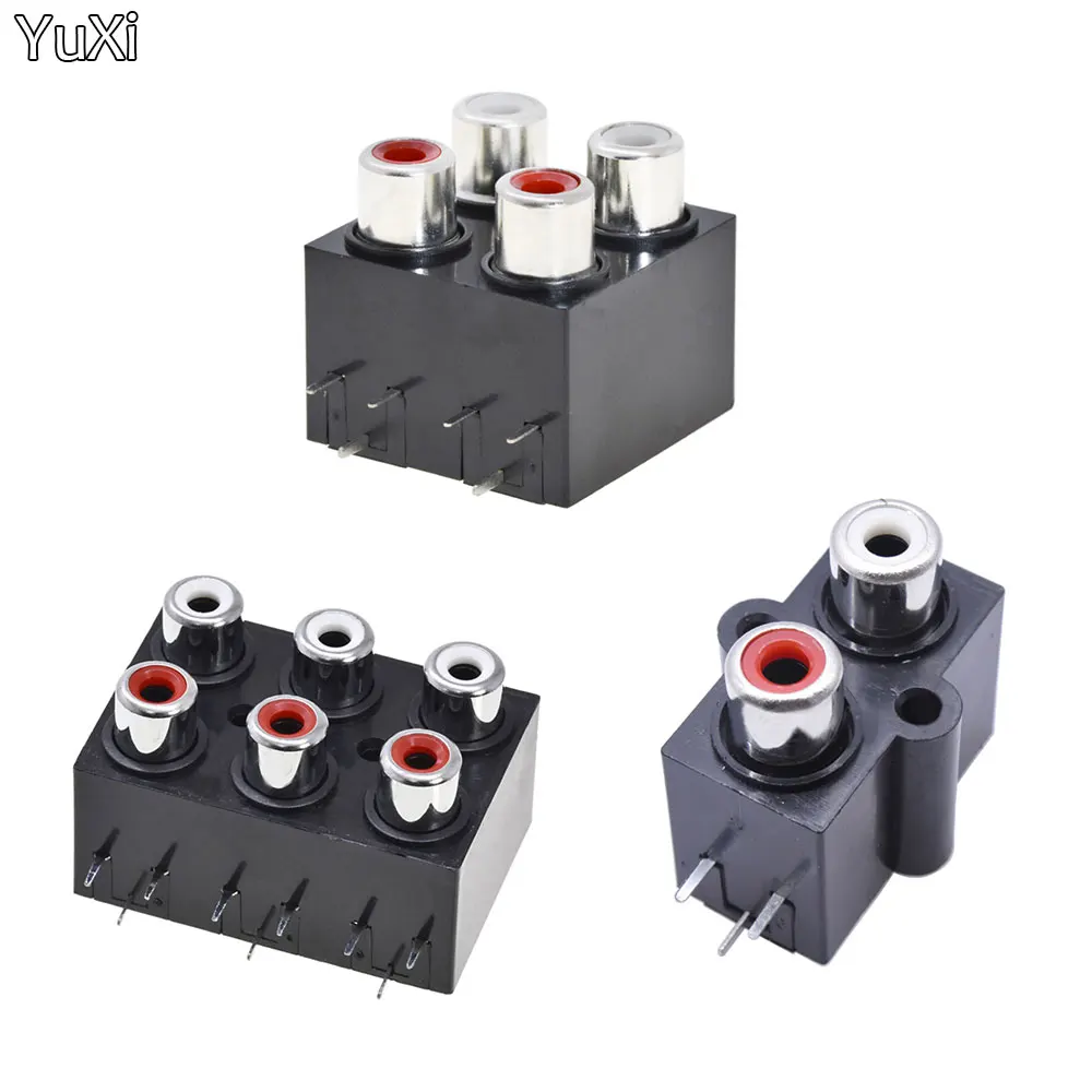 1Pcs AV4-22 Red White RCA Female Jack 2 Hole 4 6 Hole AV Connector Audio Input to Speaker Output Socket Adapter