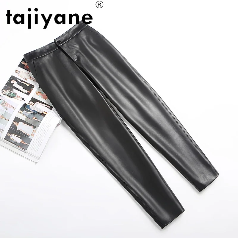 

Tajiyane Sheepskin Genuine Leather Pants Women Harem Pants Spring Elastic Waist Nine-point Pants Casual Women Trousers FCY098