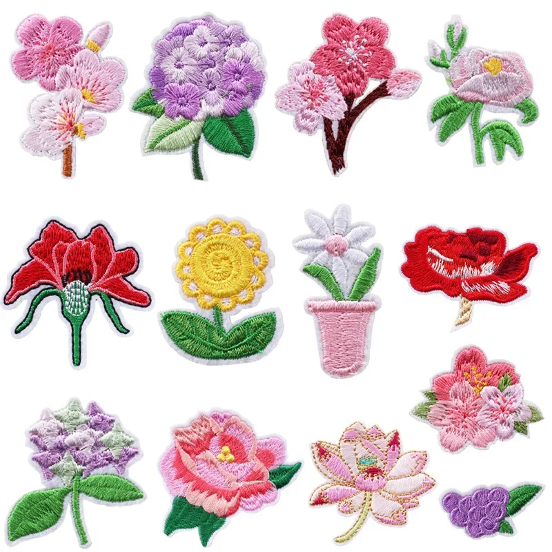 

50pcs/Lot Luxury Embroidery Patch Lotus Flower Rose SunflowerPlum Women Clothing Decoration Sewing Accessory Craft Diy Applique