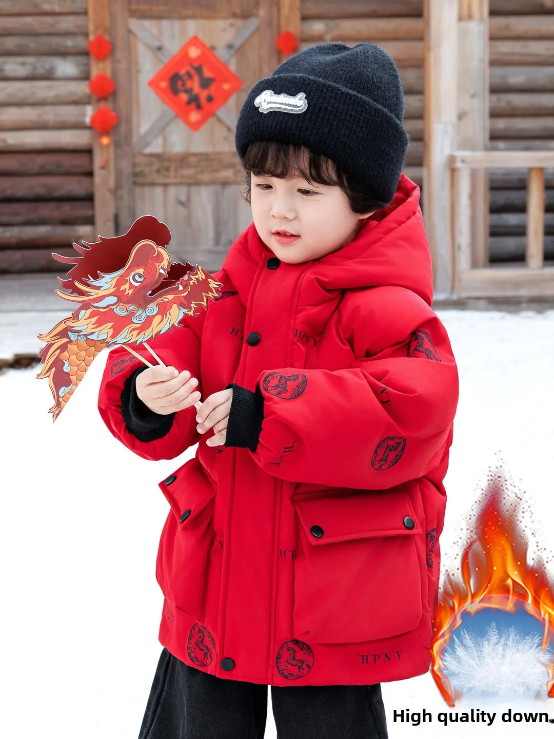 

Red New Year Children's down Jaet Warm Outerwear Baby Duling Coat Youth Trendy Polyester Fiber Fill Winter New Sle
