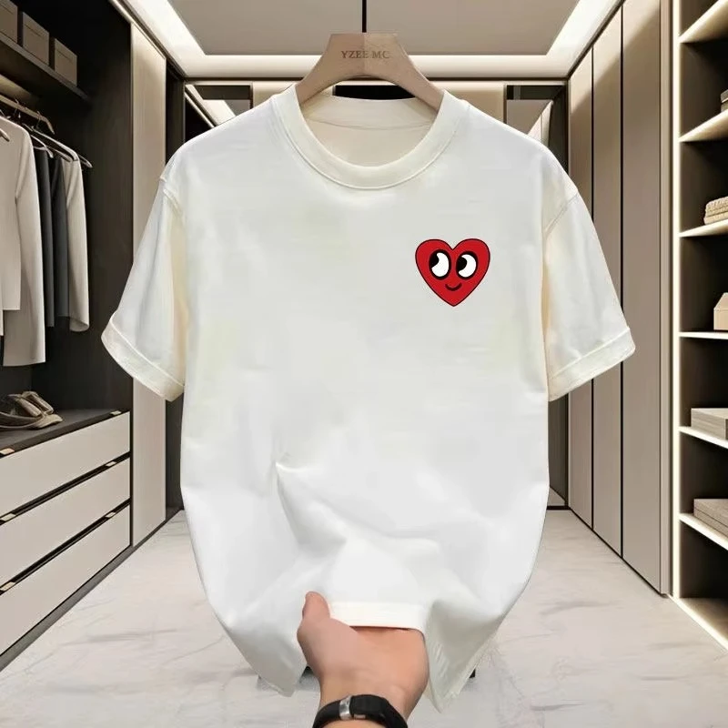 2026 Summer Short Sleeve Luxury All-purpose Cotton Breathable T-shirt for Men and Women with Love Large Print Short Sleeve