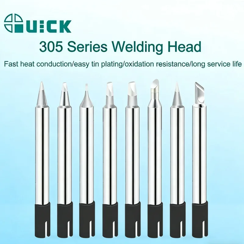 

QUICK 303D Compatible Soldering Tip Set J/I/SK/B Type Nozzle & Knife Tips 0.8-4.2mm Diameter Lead-Free & Oxidation Resistant
