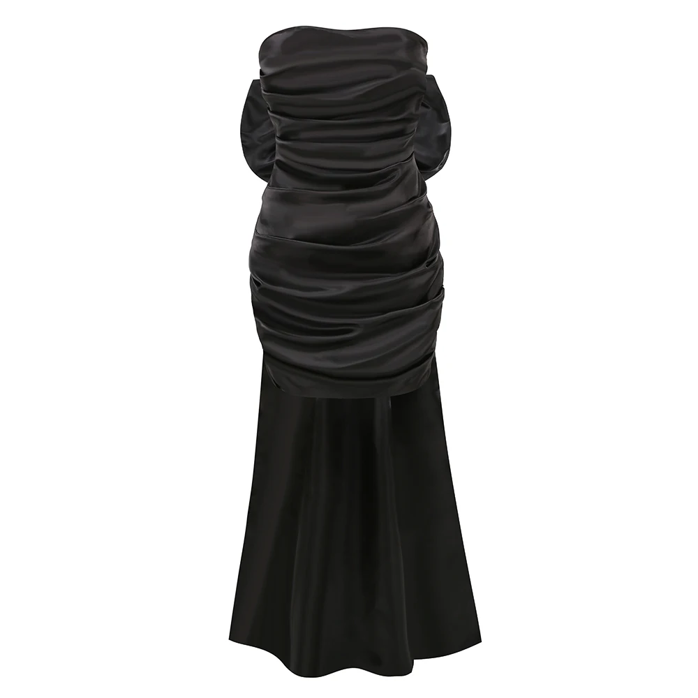 ZNS Prom Party Jurken Luxe Brithday Avondjurk Dames Afneembare Grote Boog Vrouw Kleding Sexy Strapless Elegante Jurken