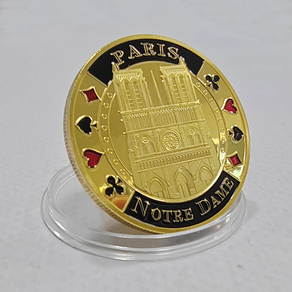 5pcs Notre Dame de Paris Commemorative Coins France Paris Challenge Coin Travel Souvenir Gifts for Families and Friends