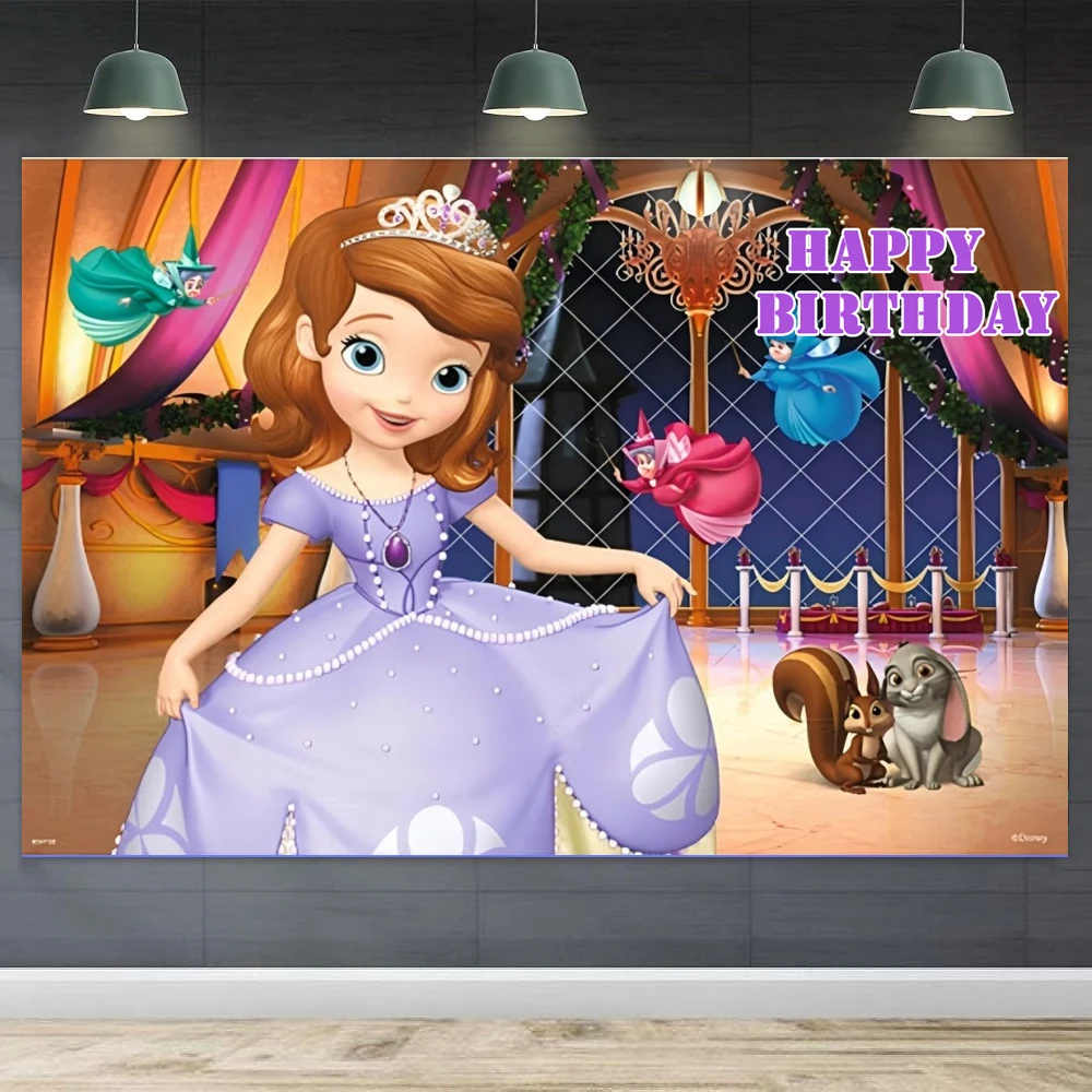 

Photography Backdrop Sofia The First Poster For Girls Birthday Party Decor Background Room Decor Banner Can Be Customize Name