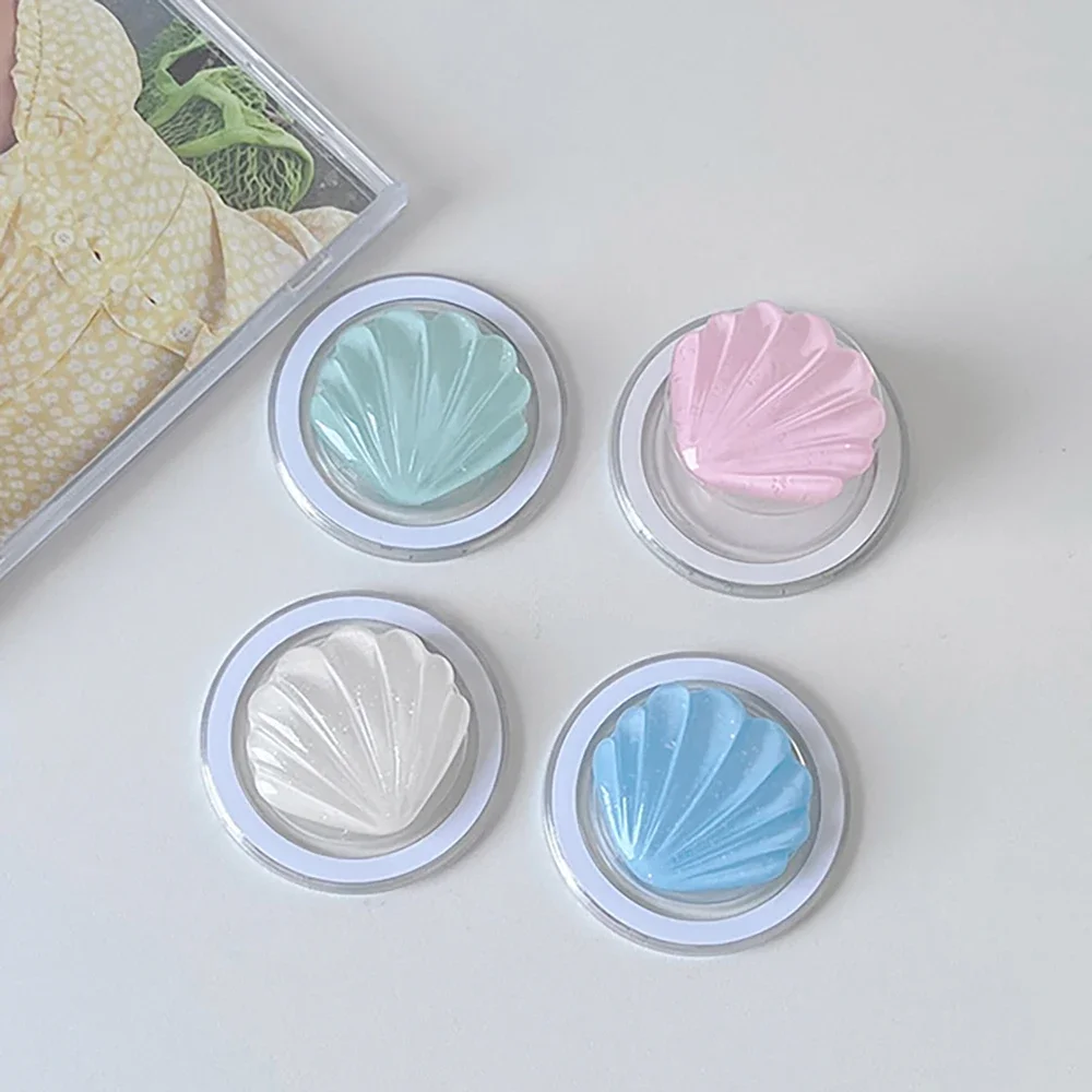 Cute Resin Shiny Shell Socket Phone Holder Floral Grip For Magsafe IPhone Mac Samsung Safe Ring Finger Expanding Stand