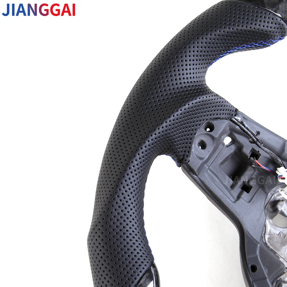 Forged Carbon Fiber Steering Wheel For MK7 MK8 GTI R For Volkswagen VW GTI Golf MK7 Perforated Leather Steering Wheel Assembly