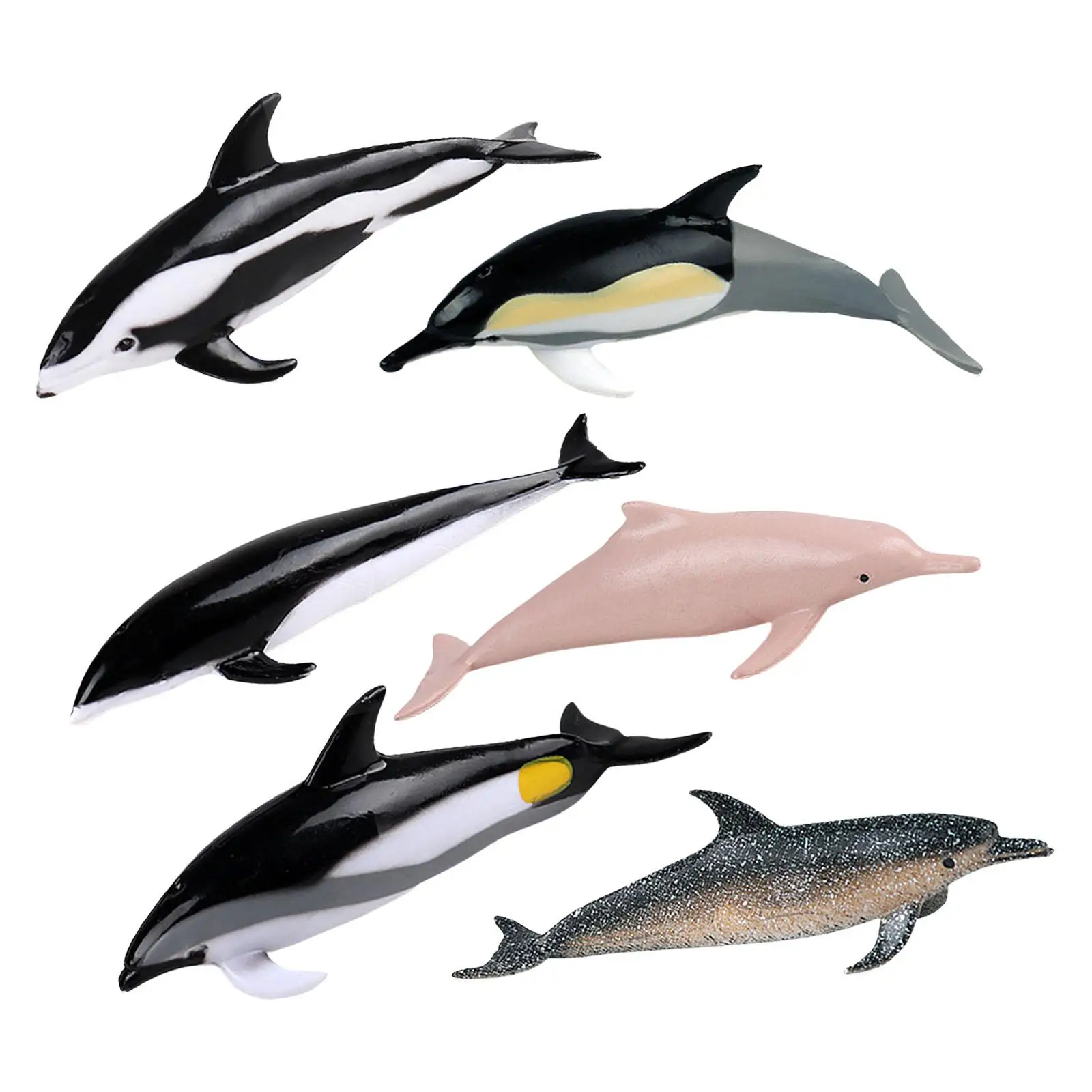 6x Hand Painted Mini Dolphin Figurines Model Collection Birthday Gift