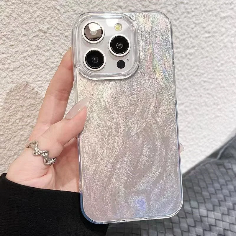 Luxury Laser Silver Phone Case For Xiaomi Poco X6 5G Cases M6 Pro 4G Case Poco X6 X3 X5 Pro Mi 11 Lite 5G NE Shockproof Cover