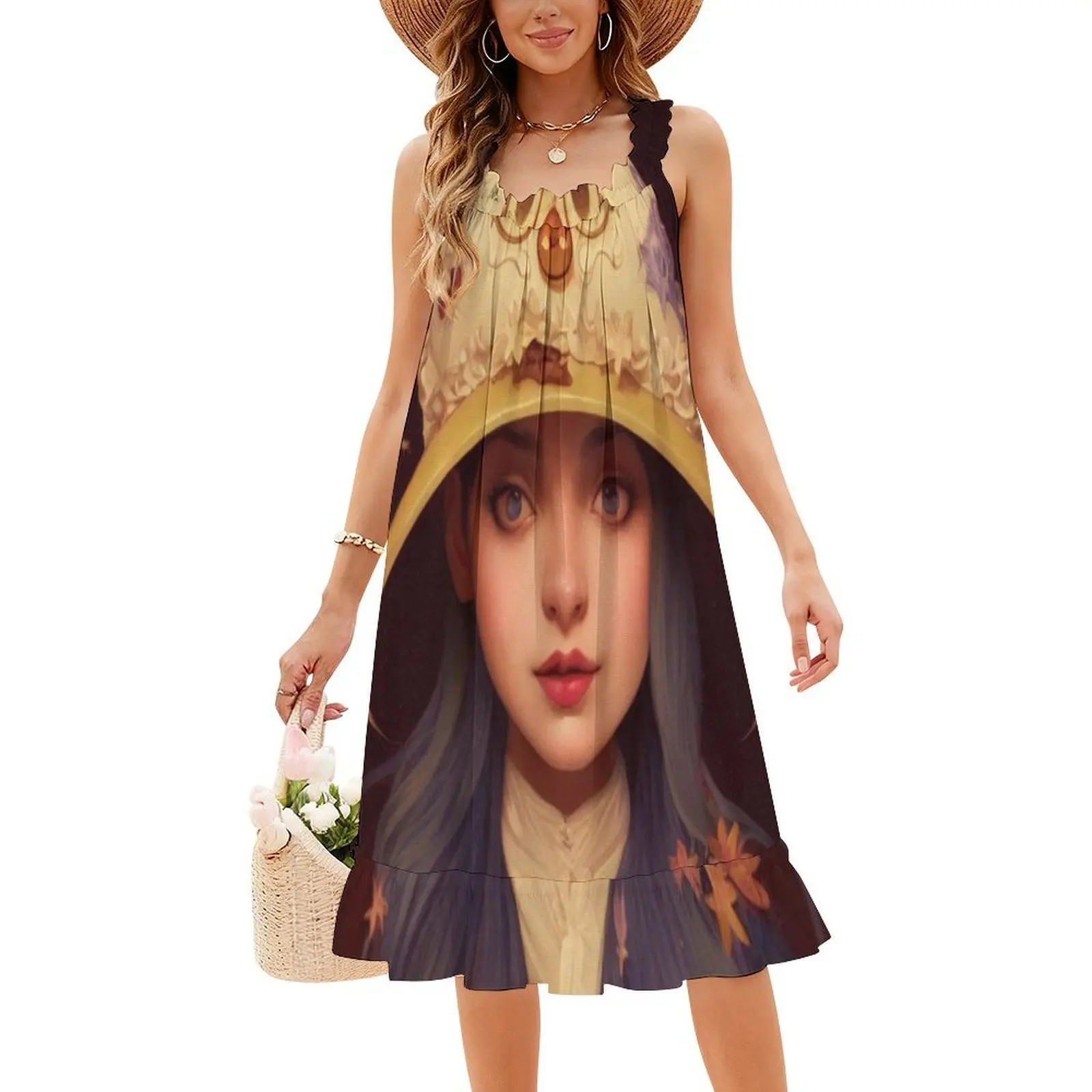 الساحرة مع قبعة مضحكة المرأة الشارع الشهير فستان الحفلات العصرية طباعة نادي الملابس للإناث الساحرة مع قبعة مضحكة قبعة الساحرة مضحك #4