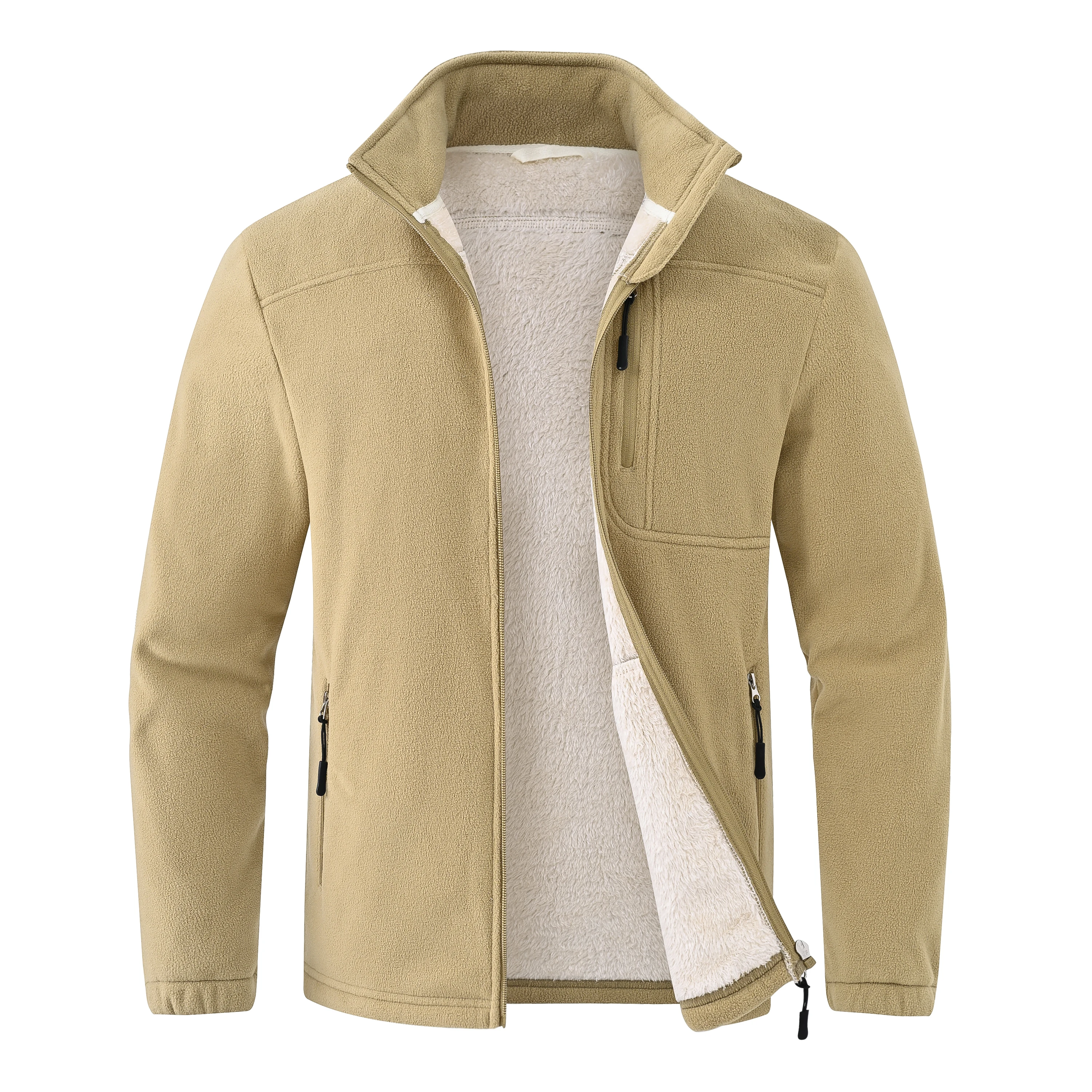 Herren Warme Polarfleece-Jacke mit Vollreißverschluss, Windbreaker mit mehreren Taschen, Arbeits- und Wanderjacke für Herbst & Winter – Detail 12