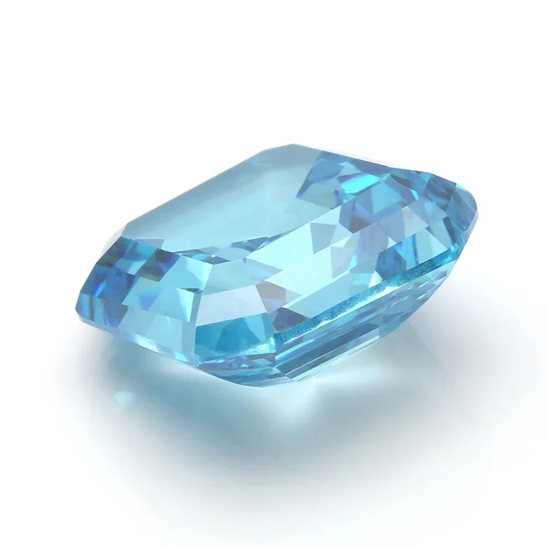 Moissanite batu Aquamarine warna ascher Cut longgar batu permata Lab tumbuh Moissanite perhiasan bahan dengan GRA bersertifikat