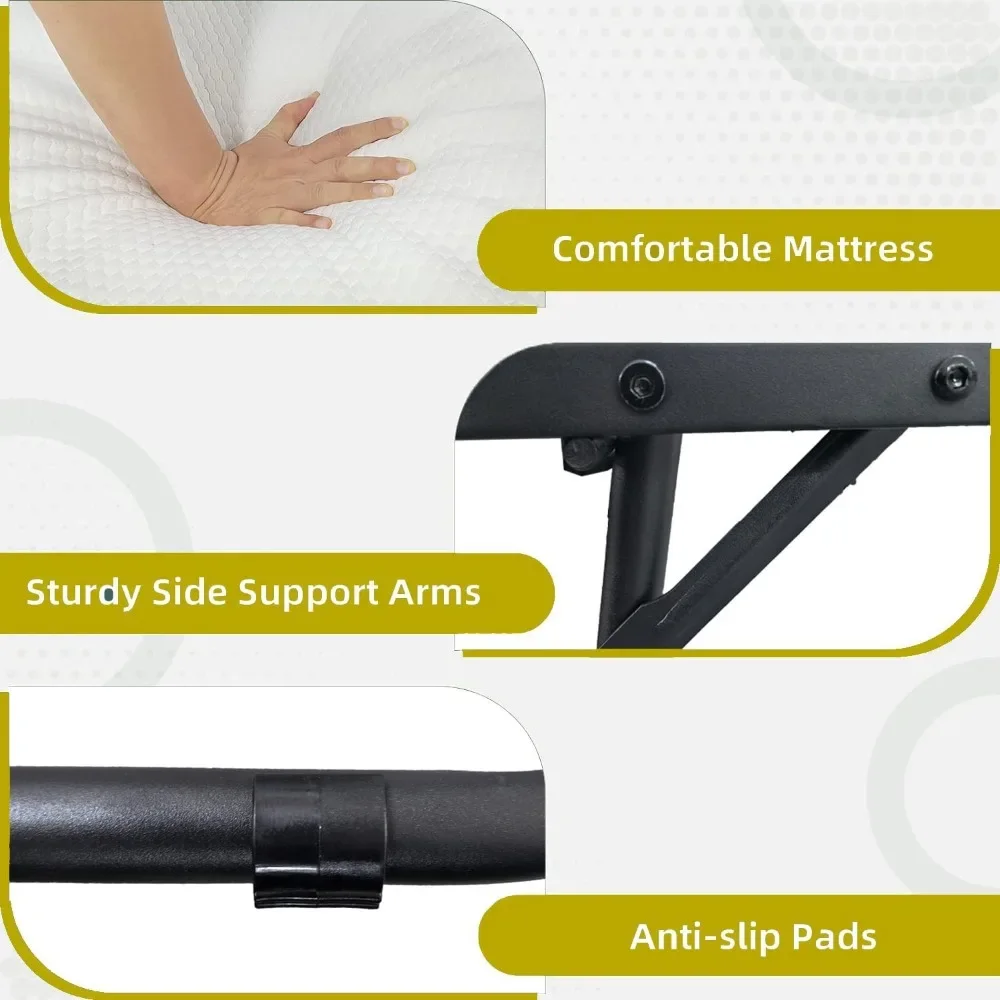 سرير كبير قابل للطي مع مرتبة مقاس 75 بوصة × 46 بوصة للكبار موفر للمساحة قابل للطي لسرير الضيوف سهل التخزين