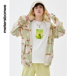 Metersbonwe-Men's Loose Hooded Camouflage Jacket, Light Thin Jacket, Contrasting Color, Brand Top, New, Fashionable, Summer