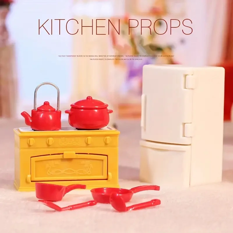 Juego de muebles para casa de muñecas, casa de muñecas en miniatura, familia del bosque, cocina Montessori completa con accesorios de cocina de juguete, 1/12