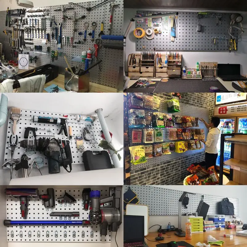 custom.Kainice Supermarket Metal Display Pegboard Display Racks Shelf Stagger Perforated Sheets Kitchen Home