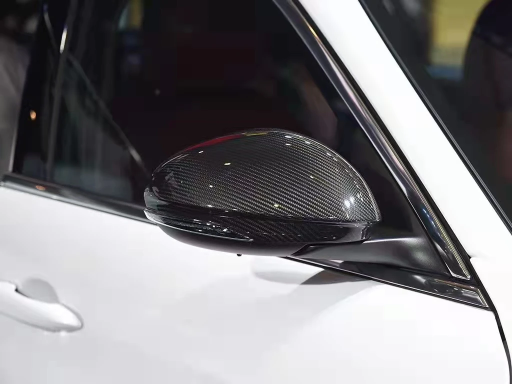 Add On Style Mirror Caps Sticker For Alfa Romeo Giulia Sedan 2016-Up (Not QV) Gloss Black Dry Carbon Fiber Side Rear View Cover