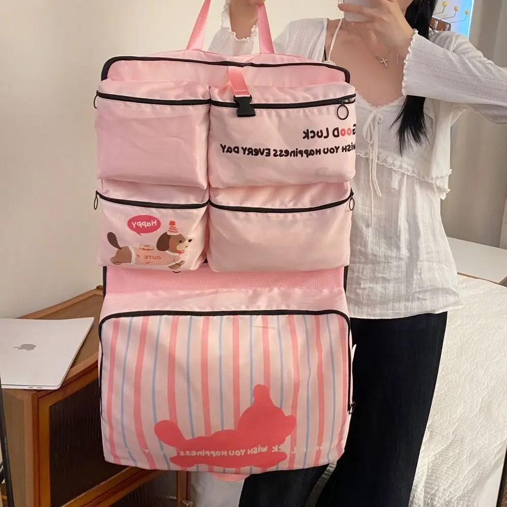 Large Capacity Travel Storage Bag Divided Storage Hanging Luggage Organizing Bag Lightweight with Handle Handheld Sorage Bag