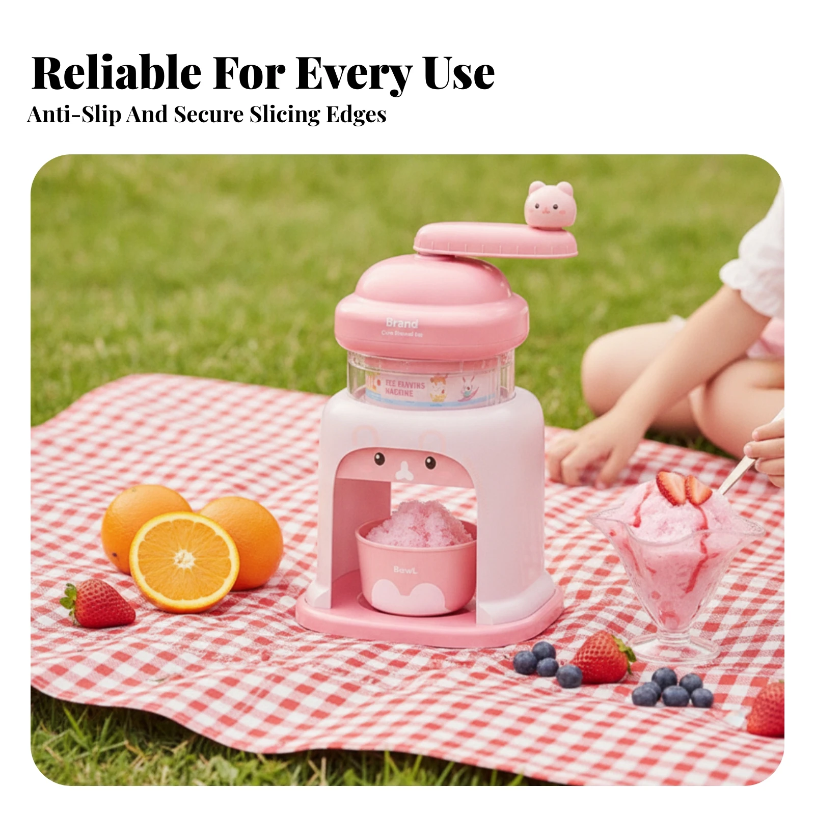 Hand Crank Shaved Ice Machine Decorative Sticker Strips Manual Ice Shaving Machine Small Appliance Compact Plastic Construction