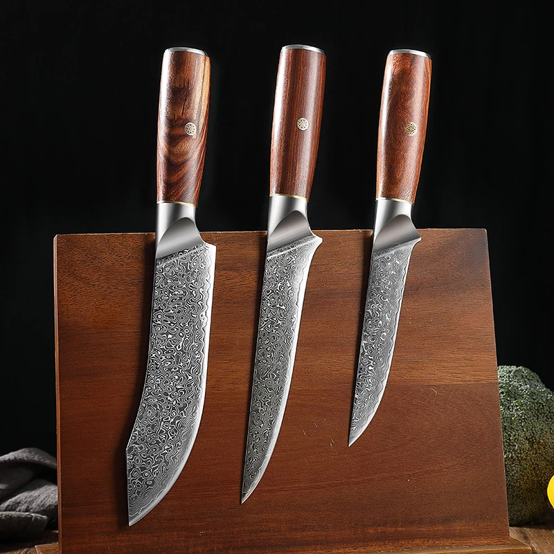 

TJ POP Boning Knife 67 Layer Damascus Steel Sharp Meat Cutting Slicing knife Butcher Knife Chef Knifes 3 Pcs Kitchen Knives Set