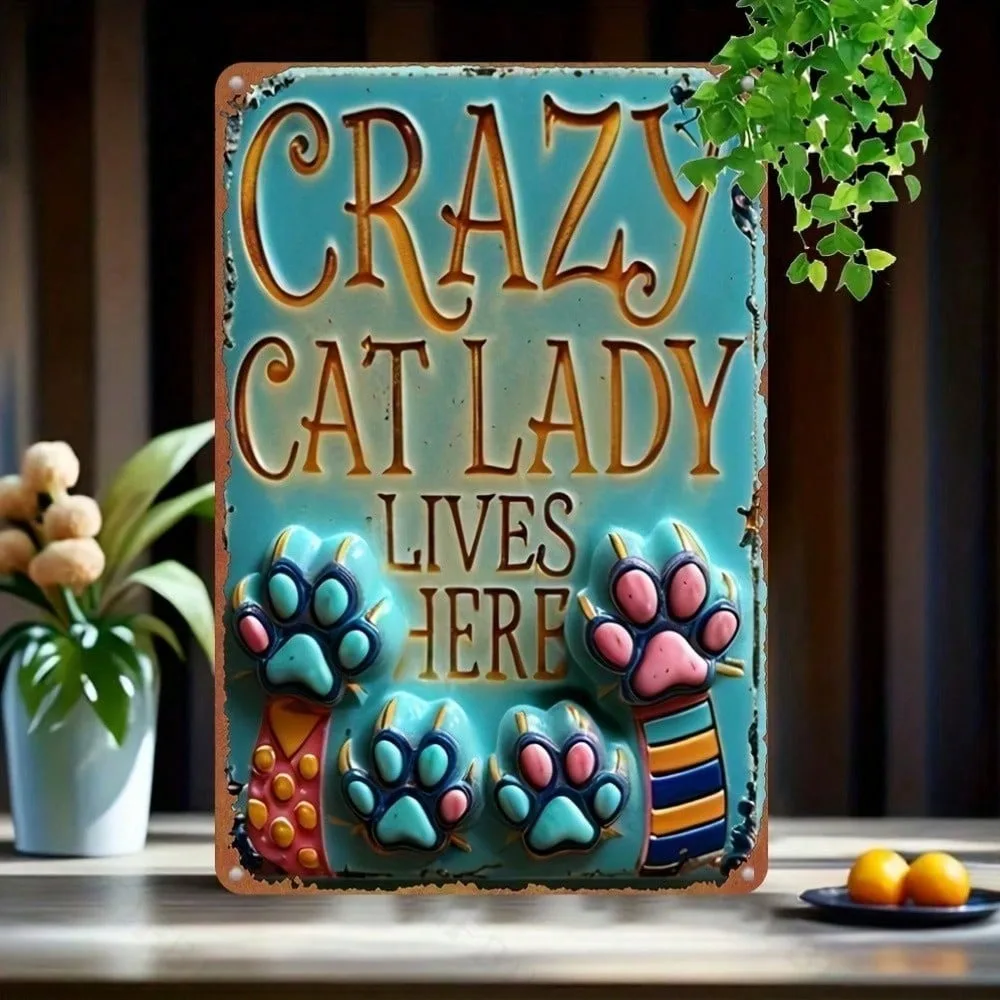 1 Stück Retro Vintage Katze Metallschild Wandkunst 8x12 Zoll Aluminium Inspirierende Heimdekoration für Garten Café Bar Bauernhaus