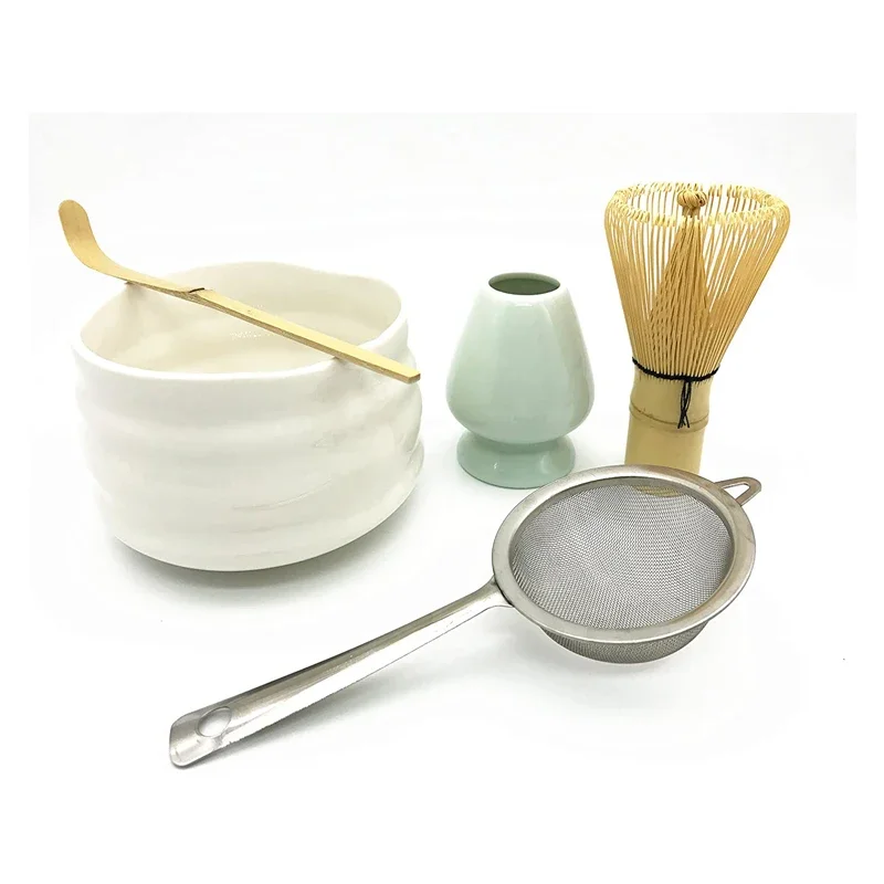 Popular Matcha Starter Tea Kit Traditional Bamboo Whisk 100 Prongs Chasen Scoop Glazed Chawan Bowl Chasne Holder Sifter