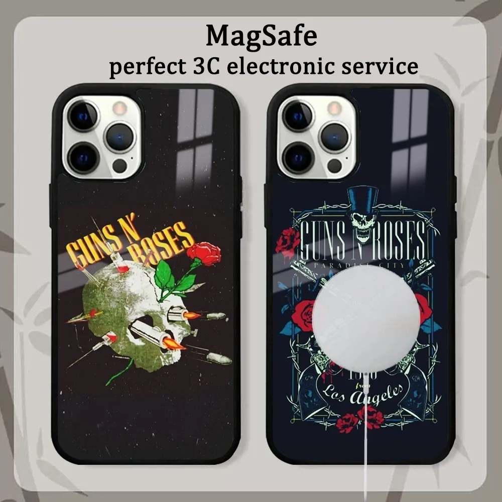 G-Guns N Roses Good Time Phone Case Magsafe Phone Case For iPhone16 15 14 13 12 11 Pro Max Plus Mini Shockproof Mirror Wireless