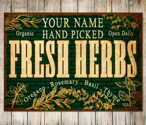 Personalised Fresh Herbs Farmhouse Files for Cricut Decor Metal Plaque