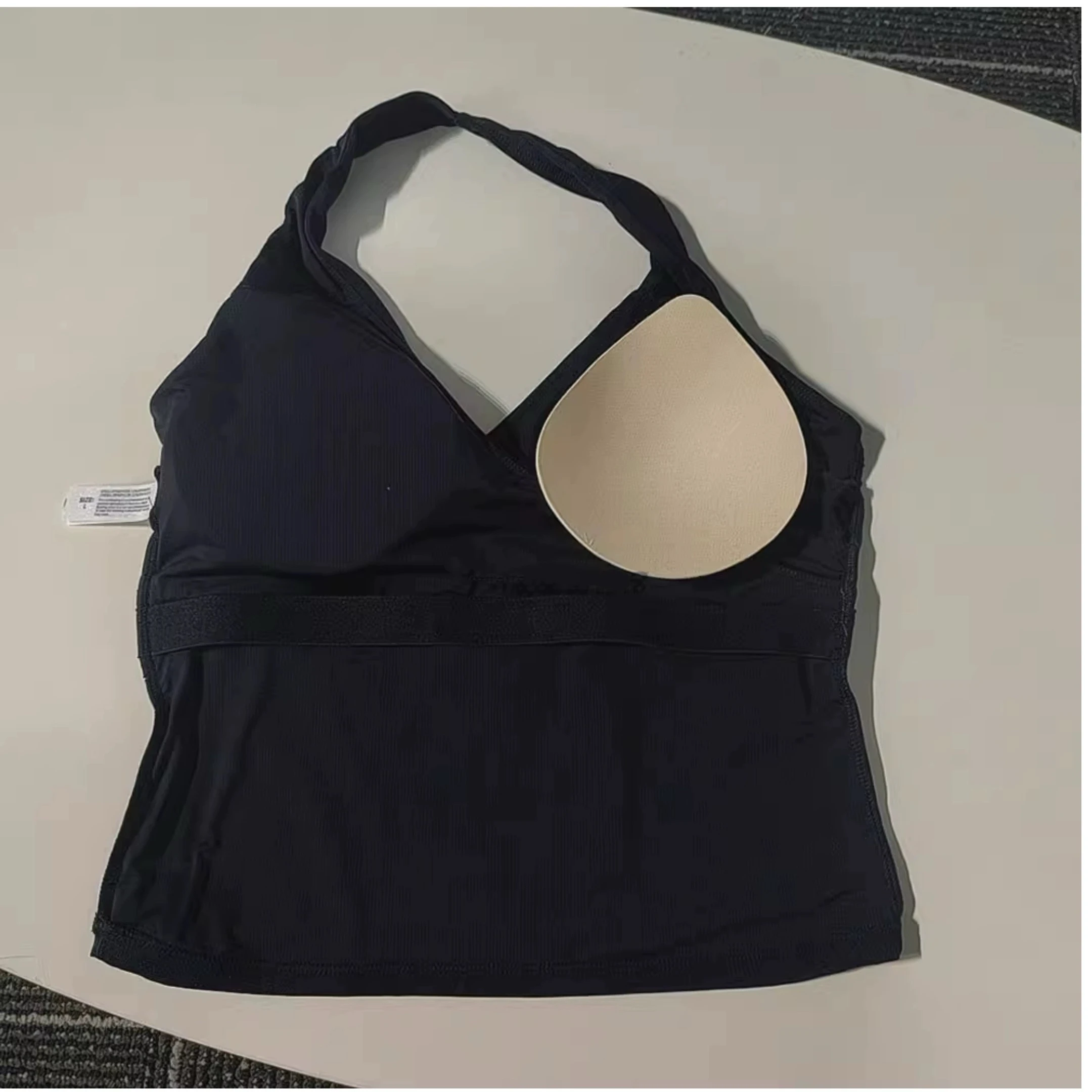 Sexy V-Neck Halter Yoga Tank Top with Built-In Padded Bra, Women’s Sleeveless Quick-Dry Sheer-Look Sports Fitness Outerwear image 5