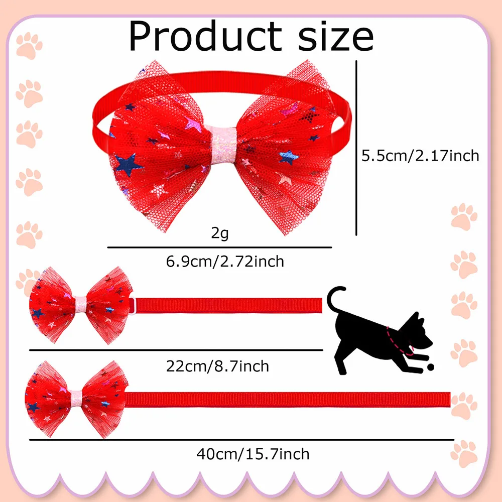 Handmade Bulk Dog Bow Tie 50PCS  Lace Bright Dog Bowties Adjustable Pet Bow Tie Collar For Dogs Pets Grooming Accessories