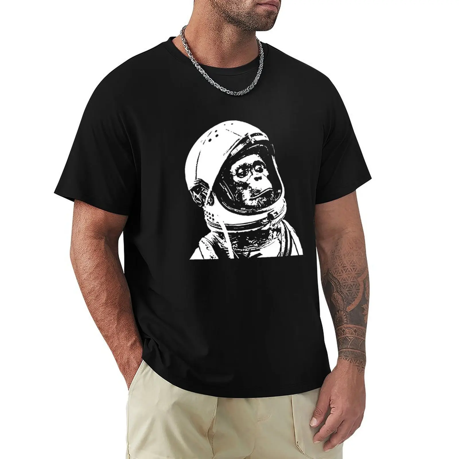 

Monkey in Space. Funny Astronaut Chimpanzee T-Shirt designer shirts cute tops men clothes