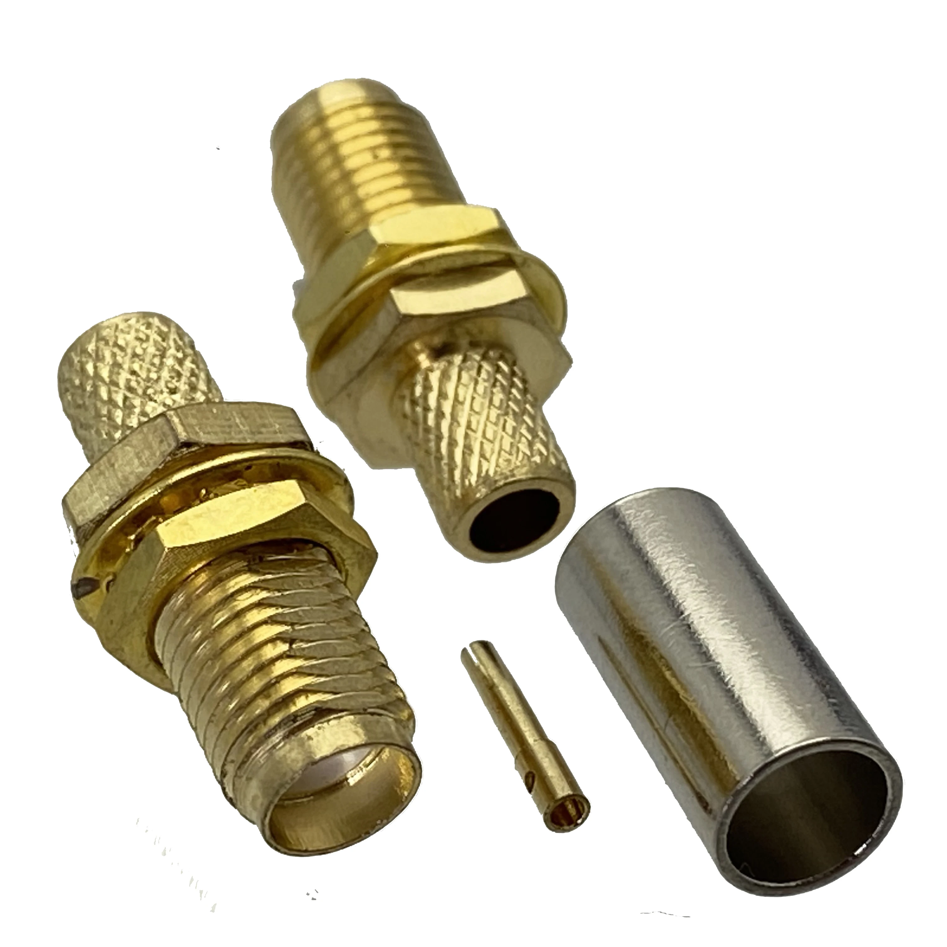 1Pcs Connector SMA Female Jack Bulkhead Crimp RG58 RG142 LMR195 RF Coaxial Cable Wire Terminals Straight