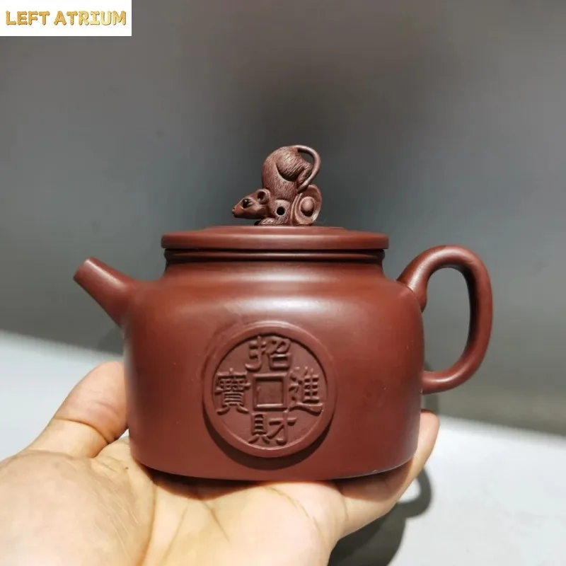 Unique Old Chinese YiXing Handcraft puyple Clay Teapot,Attract wealth and treasures, with mark, Free shipping