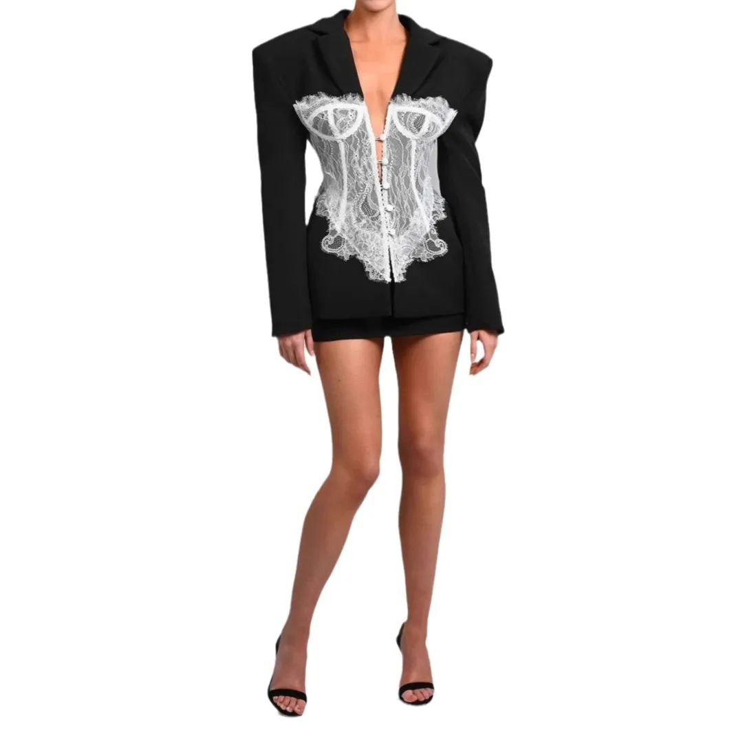 ชุดสูทผู้หญิงแบบผูกเชือกเอวบาง ทรงแฟชั่น เสื้อโค้ทยาว สีพื้น สำหรับฤดูใบไม้ร่วง ความยาวปกติ