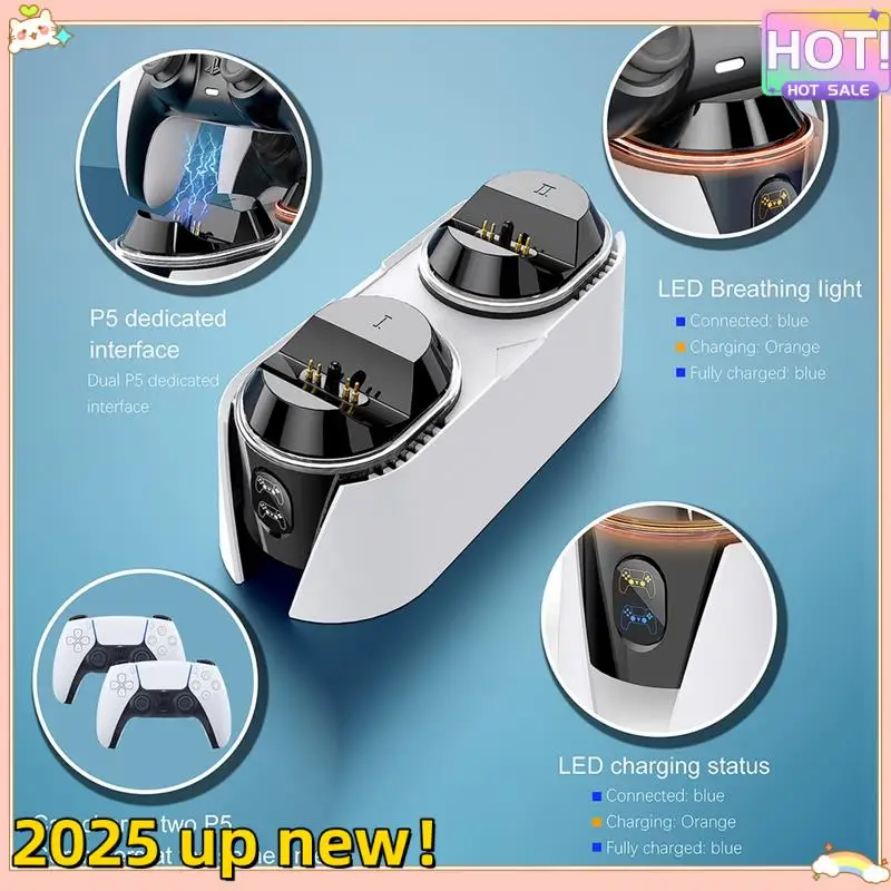 Classy-Dual Fast Charger For PS5 Controller Charger Station Charging Cradle Dock Station With LED Indicator For PS5 Dualsense